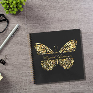 Sketchbook Schmetterling Schwarz Gold eleganter Na Notizblock
