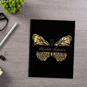 Sketchbook Schmetterling Schwarz Gold eleganter Na Notizblock