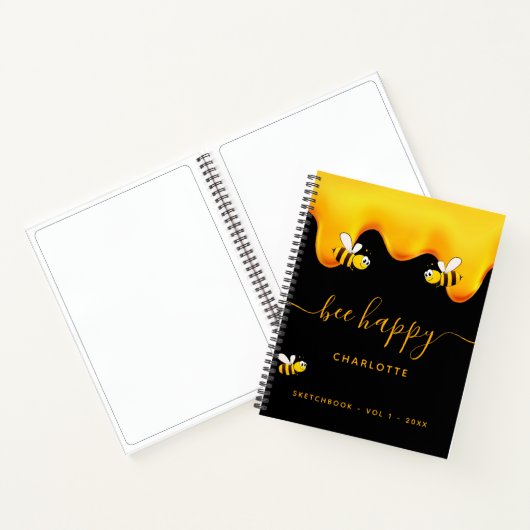 Sketchbook Schwarze Biene glückliche Hummeln Süßho Notizblock (Innenseite)