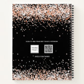Sketchbook Schwarze Rose Gold-Namenskript Notizblock (Rückseite)