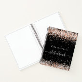 Sketchbook Schwarze Rose Gold-Namenskript Notizblock (Innenseite)