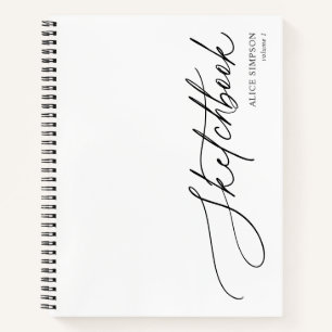Sketchbook Script Calligraphy Minimalistisch Noteb Notizblock