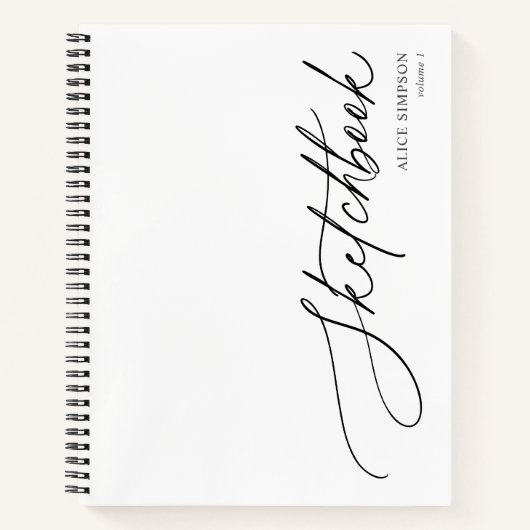 Sketchbook Script Calligraphy Minimalistisch Noteb Notizblock (Vorderseite)