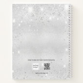 Sketchbook Silberrosa Blumenblätter Glitzer Name Notizblock (Rückseite)