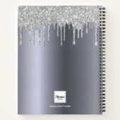 Sketchbook Silver Glitzer Monogram elegant modern Notizblock (Rückseite)