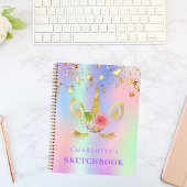 Sketchbook unicorn Gesicht rosa goldener Star holo Notizblock