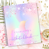 Sketchbook unicorn Glitzer rosa irisierter Name Notizblock