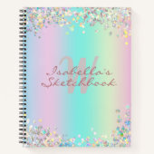 Sketchbook Unicorn Holographic Glitzer Notizblock (Vorderseite)