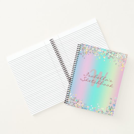 Sketchbook Unicorn Holographic Glitzer Notizblock (Innenseite)
