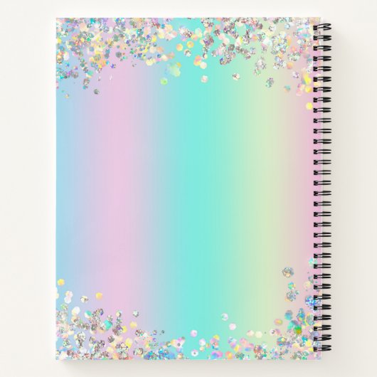 Sketchbook Unicorn Holographic Glitzer Notizblock (Rückseite)