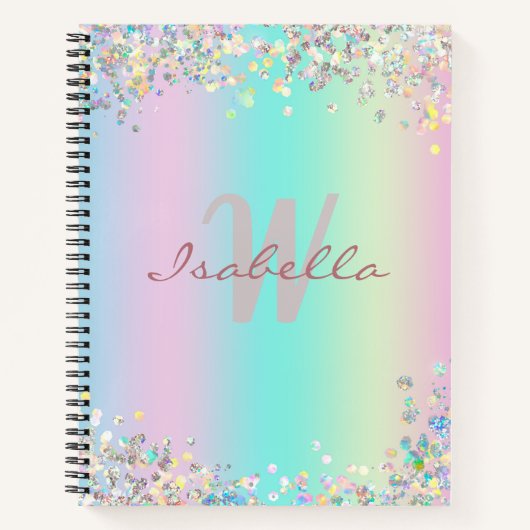 Sketchbook Unicorn Holographic Glitzer Notizblock (Vorderseite)