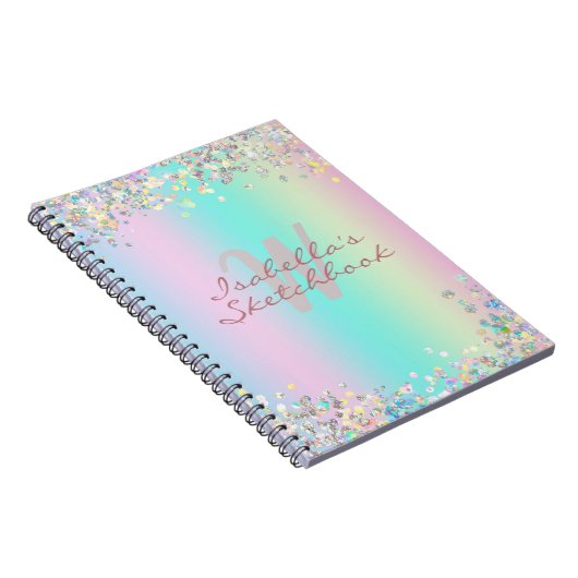Sketchbook Unicorn Holographic Glitzer Notizblock (Rechte Seite)