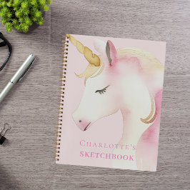 Sketchbook unicorn pink girl notizblock