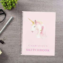 Sketchbook unicorn pink girl notizblock