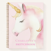 Sketchbook unicorn pink girl notizblock (Vorderseite)