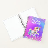 Sketchbook Unicorn Pink Lila Iridescent Name Notizblock (Innenseite)