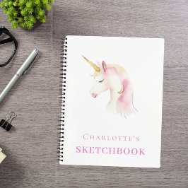Sketchbook unicorn pinkfarbenes weißes Mädchen Notizblock