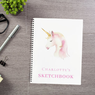 Sketchbook unicorn pinkfarbenes weißes Mädchen Notizblock