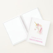Sketchbook unicorn pinkfarbenes weißes Mädchen Notizblock (Innenseite)