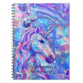 Sketchbook Unicorn Rosa Blauer Fleckname Notizblock (Vorderseite)
