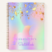Sketchbook unicorn rosa goldener Sternenmagier Notizblock (Vorderseite)