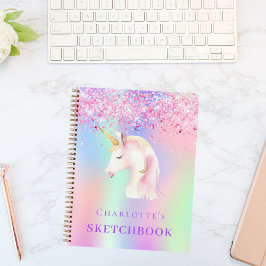 Sketchbook unicorn rosa holografisch notizblock