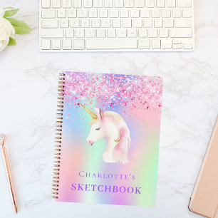 Sketchbook unicorn rosa holografisch notizblock