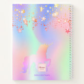 Sketchbook unicorn rosa lila irisierender Name Notizblock (Rückseite)