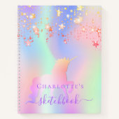 Sketchbook unicorn rosa lila irisierender Name Notizblock (Vorderseite)