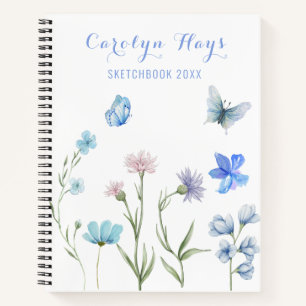 Sketchbook Wasserfarbe Pastell Wildblume Name Notizblock
