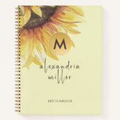Sketchbook Watercolor Sonnenblumenmonogramm Notizblock (Vorderseite)