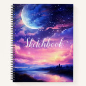 Sketchbuch der Celestial Full Moon Stars Wolken Notizblock (Vorderseite)