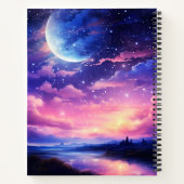 Sketchbuch der Celestial Full Moon Stars Wolken Notizblock (Rückseite)
