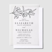 Sketched Black Floral Wedding Pergament Einladungen (Versetzt)