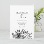 Sketched Botanical Bouquet Wedding QR Code Einladung (Stehend Vorderseite)