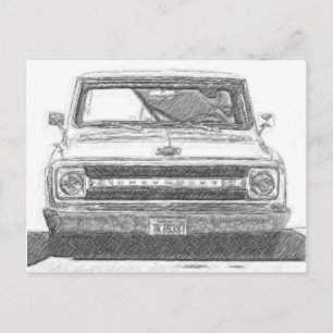Sketched Chevy Truck Postkarte