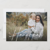 Sketched Cursive Full Foto Hanukkah Feiertagskarte (Vorderseite)