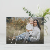 Sketched Cursive Full Foto Hanukkah Feiertagskarte (Stehend Vorderseite)