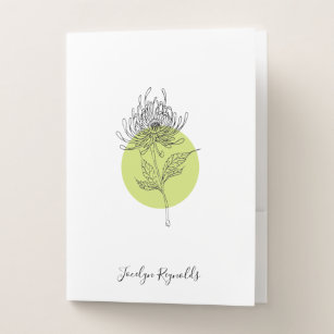 Sketched Dahlia Botanical Simple Elegant Bewerbungsmappe