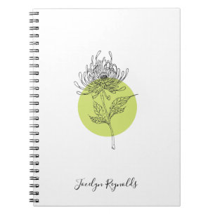 Sketched Dahlia Botanical Simple Elegant Notizblock