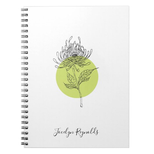 Sketched Dahlia Botanical Simple Elegant Notizblock (Vorderseite)