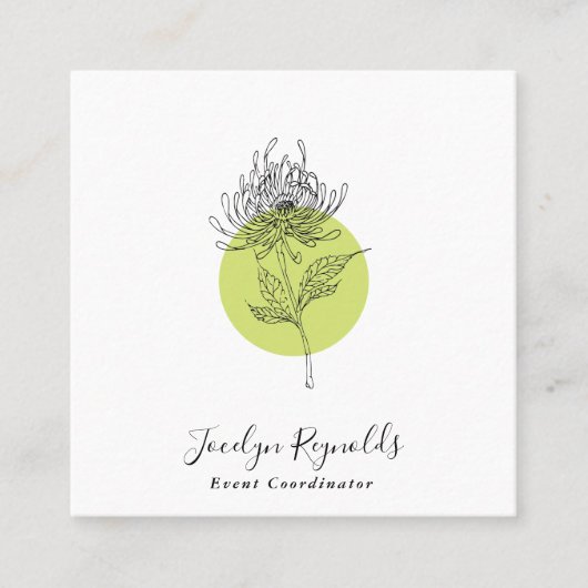 Sketched Dahlia Botanical Simple Elegant Quadratische Visitenkarte (Vorderseite)