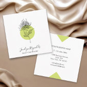 Sketched Dahlia Botanical Simple Elegant Quadratische Visitenkarte