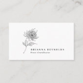 Sketched Dahlia Botanical Simple Elegant Visitenkarte (Vorderseite)