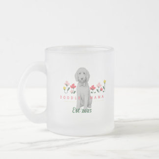 Sketched Doodle Mug with Flowers - Customizable Mattglastasse
