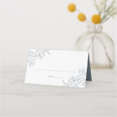 Sketched Floral Dusty Blue Wedding Platzkarte (Vorderseite)
