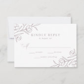 Sketched Floral Dusty Lila Wedding RSVP Karte (Vorderseite)