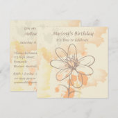 Sketched Floral on Watercolor Splats Birthday Einladung (Vorne/Hinten)