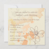 Sketched Floral on Watercolor Splats Birthday Einladung (Rückseite)