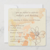 Sketched Floral on Watercolor Splats Birthday Einladung (Rückseite)